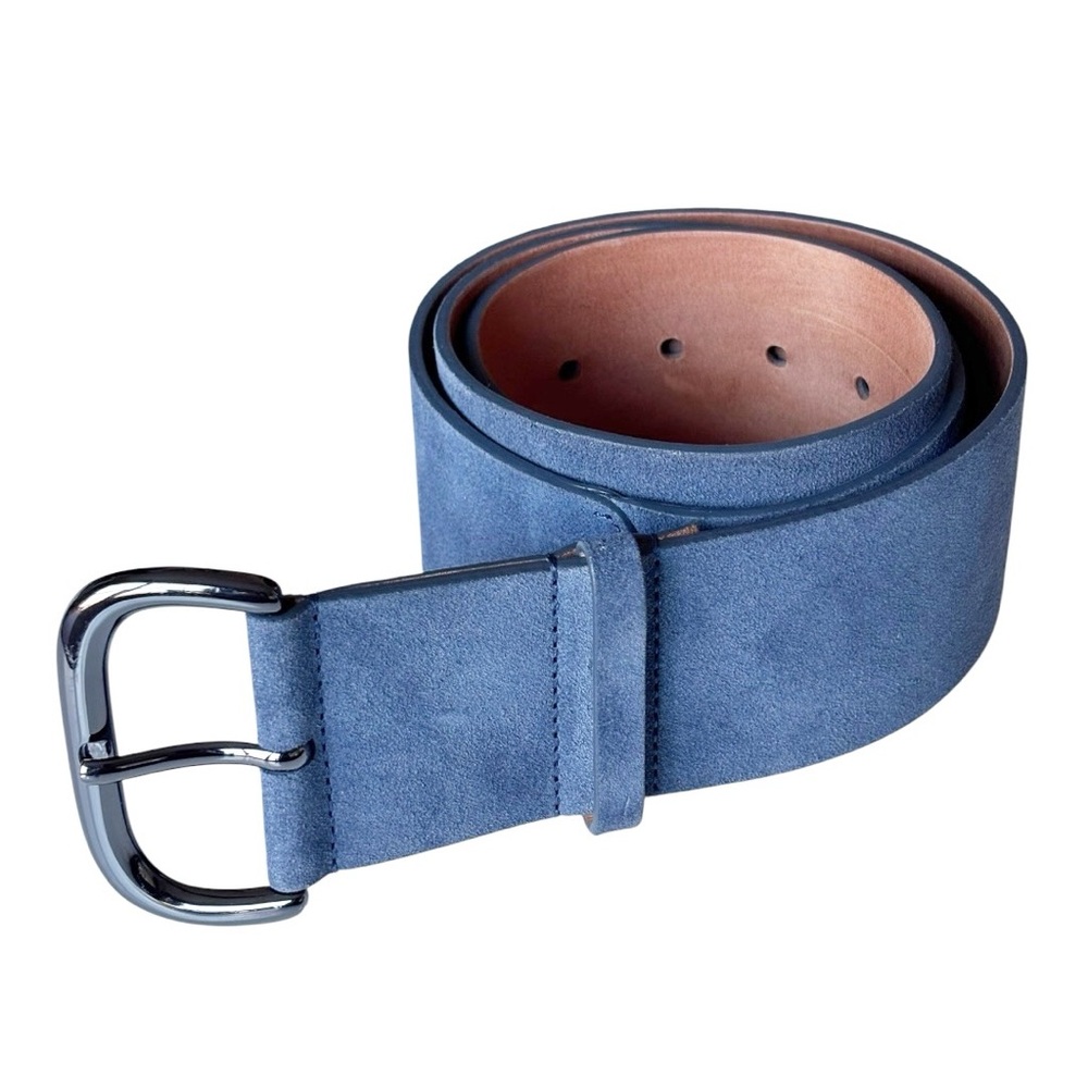 Carlisle blue suede finished leather hip belt curved with a gunmetal buckle |M - Picture 2 of 16